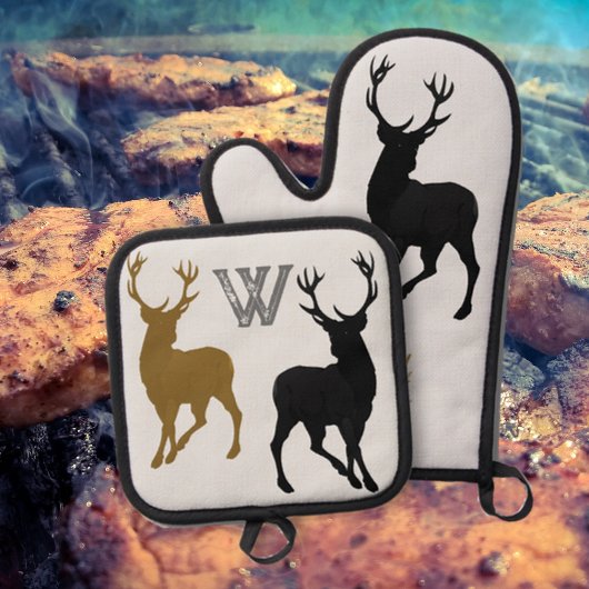 Deer Hunter Antlers Woodsman Ofenhandschuh & Topflappen-Set