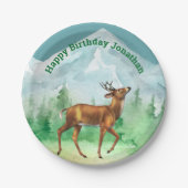 Deer Hunter Birthday Woodland Pappteller (Vorderseite)