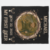 Deer Hunter First Buck Photo Date Name Keepsake Fleecedecke (Vorderseite (Horizontal))