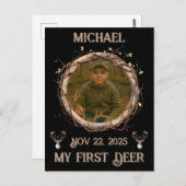 Deer Hunter First Buck Photo Date Name Keepsake Postkarte (Vorne/Hinten)
