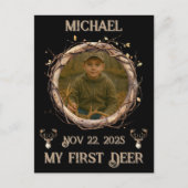 Deer Hunter First Buck Photo Date Name Keepsake Postkarte (Vorderseite)