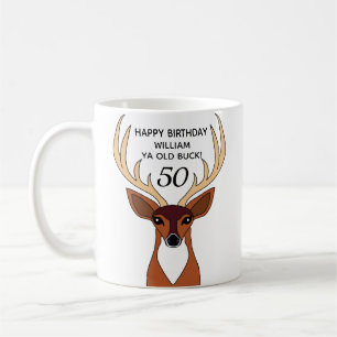 Deer Hunter Funny Old Buck Personalisiert Geburtst Kaffeetasse