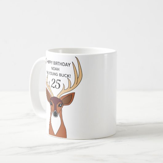 Deer Hunter Funny Young Buck Personalisiert Geburt Kaffeetasse (Vorderseite Links)