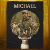 Deer Hunter Personalized Photo Camouflage Name Fleecedecke