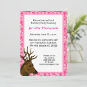 Deer Hunter Pink Camouflage Geburtstagseinladung Einladung (Stehend Vorderseite)