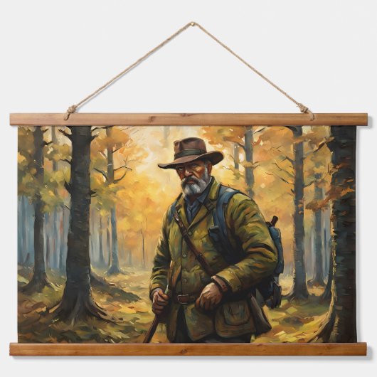 Deer Hunter Wandteppich Mit Holzrahmen (Vorne)