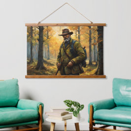 Deer Hunter Wandteppich Mit Holzrahmen