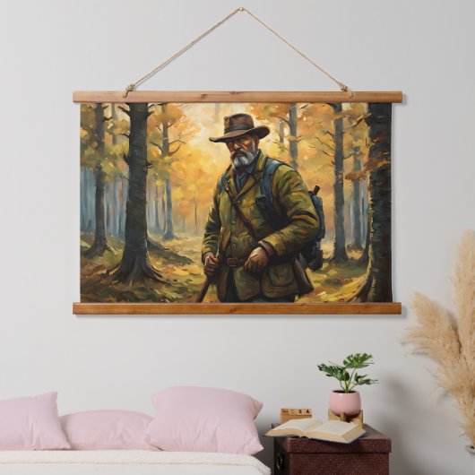 Deer Hunter Wandteppich Mit Holzrahmen (Schlafzimmer)