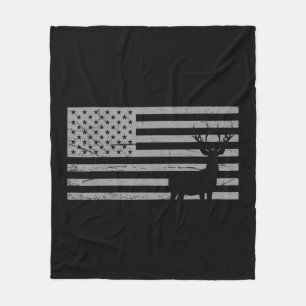 Deer Hunting And America Flag Hunting Lover Gift Fleecedecke