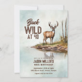 Deer Hunting Buck Wild 40th Birthday Party Einladung (Vorderseite)