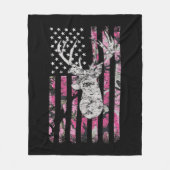 Deer Hunting Camo American Flag Pink Buck  Fleecedecke (Vorderseite)