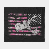 Deer Hunting Camo American Flag Pink Buck  Fleecedecke (Vorderseite (Horizontal))
