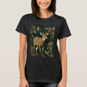 Deer Hunting Green Brown Camo Camouflage Artwork T-Shirt (Vorderseite)