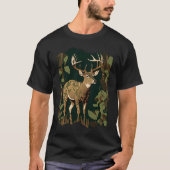 Deer Hunting Green Brown Camo Camouflage Artwork T-Shirt (Vorderseite)