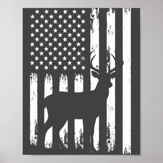 Deer Hunting Hunter Camo Usa American Flag Patriot Poster (Vorne)