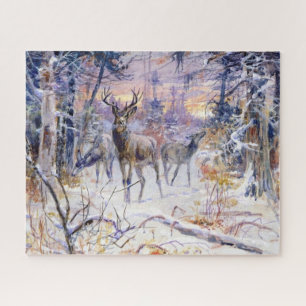 Deer in a Snowy Forest (Winter Season) Puzzle