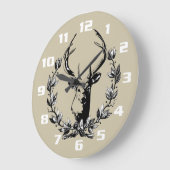 Deer in Laurel Leaves Große Wanduhr (Winkel)