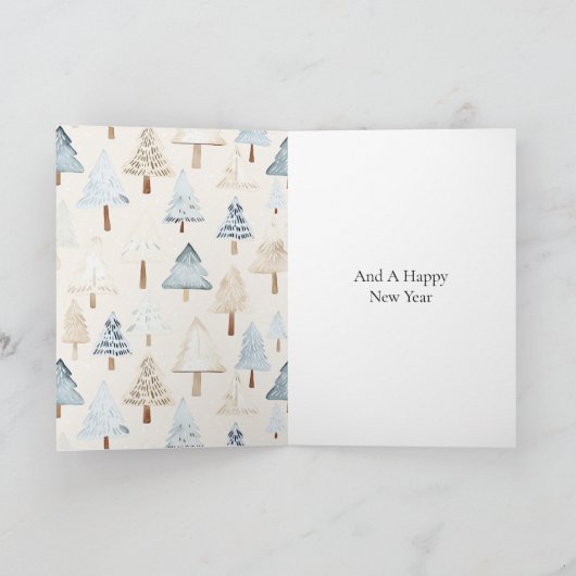 Deer in Window Christmas Trees Karte (Innenseite)