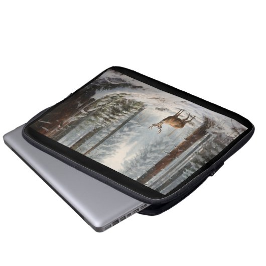 Deer In Winter Electronics Bag Laptopschutzhülle (Vorne Knopf)