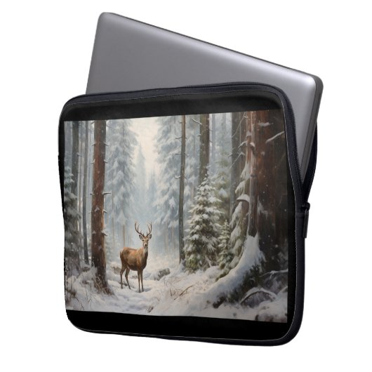 Deer In Winter Electronics Bag Laptopschutzhülle (Vorderseite Links)