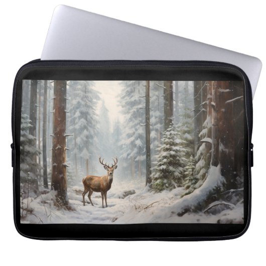 Deer In Winter Electronics Bag Laptopschutzhülle (Vorderseite)