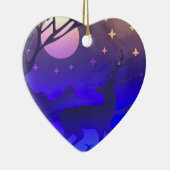 Deer in winter wood night time scene keramik ornament (Rechts)
