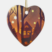 Deer in winter wood night time scene keramik ornament (Rechts)