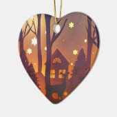 Deer in winter wood night time scene keramik ornament (Links)