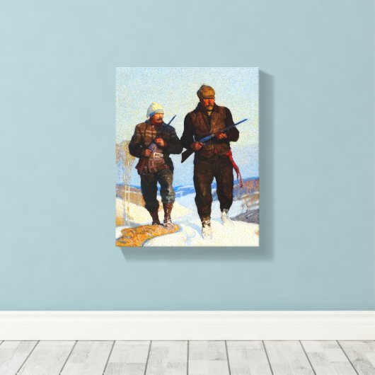 Deer Junters von Newell Convers Wyeth Leinwanddruck (Insitu (Holzboden))