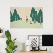 Deer Kamisaka Sekka japan painting Art Leinwand cc Poster (Heimbüro)