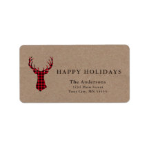 Deer Kraft Karierte Weihnachts-Rücksendeadresse