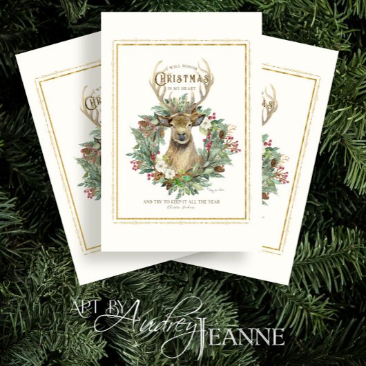 Deer Kreath Behielt Weihnachts Herz Dickens Decoup Seidenpapier