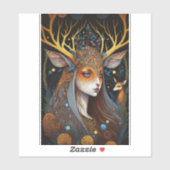 Deer Lady Fantasy Art Aufkleber (Blatt)