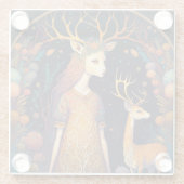 Deer Lady Fantasy Art Glass Untersetzer (Rückseite)