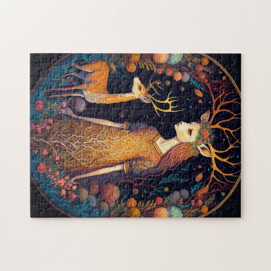 Deer Lady Fantasy Art Jigsaw Puzzle (Horizontal)