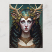 Deer Lady Fantasy Art Postcard Postkarte (Vorderseite)