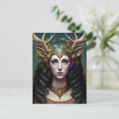 Deer Lady Fantasy Art Postcard Postkarte (Stehend Vorderseite)