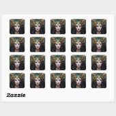 Deer Lady Fantasy Art Square Sticker (Blatt)