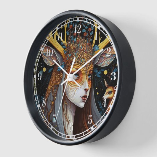 Deer Lady Fantasy Art Uhr (Winkel)