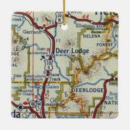 Deer Lodge MT Vintag Map Keramikornament