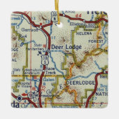 Deer Lodge MT Vintag Map Keramikornament (Vorderseite)