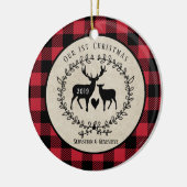 Deer Lumberjack Buffalo Kariert Rustikale Weihnach Keramik Ornament (Links)