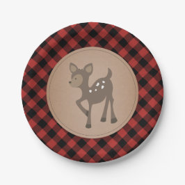 Deer Lumberjack Kariert Baby Dusche Pappteller