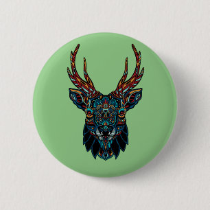 Deer Mandala Button