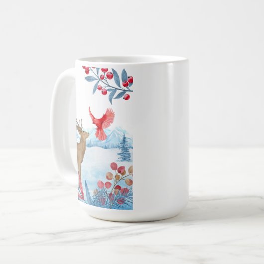 Deer Meets Kardinal Keramik Tasse (Vorderseite Links)