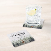 Deer Misty Pine Forest Adventure Baby Shower Rechteckiger Pappuntersetzer (Vor Ort)