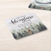 Deer Misty Pine Forest Adventure Baby Shower Rechteckiger Pappuntersetzer (angewinkelt)
