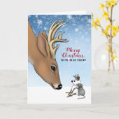 Deer & Mouse Sehr geehrter Freund Weihnachten Karte (Gelbe Blume)