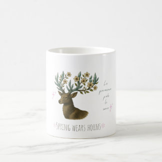 Deer Mug with Flower Antlers – Spring Coffee Cup Kaffeetasse