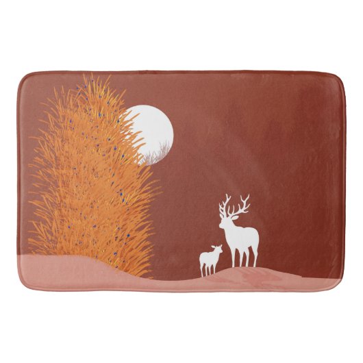 Deer on Moon Lit Hill Badematte (Vorderseite)
